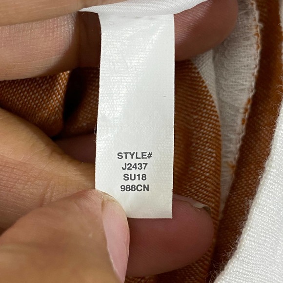 Madewell Pants XXS White Orange Evelyn Striped Huston Cropped Button Linen Blend - Picture 12 of 13